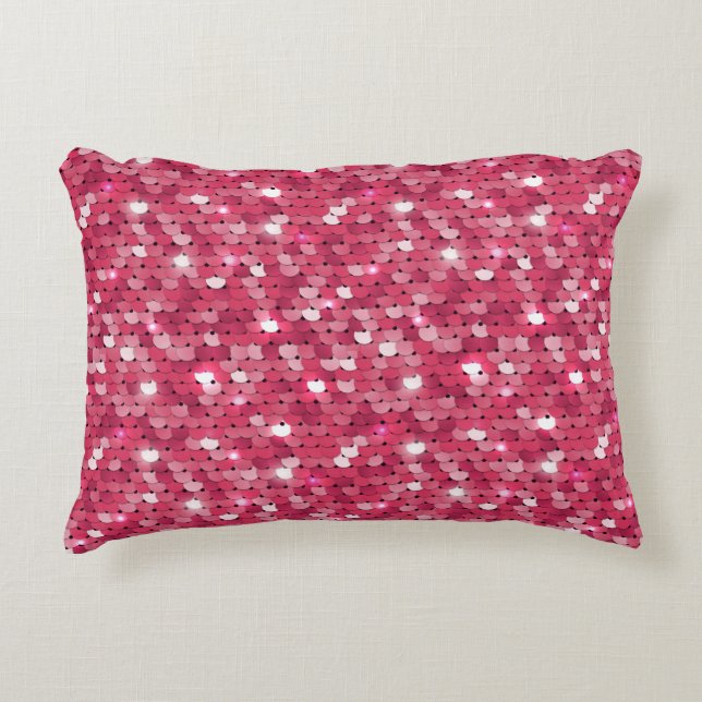 Glitter pink sequin pattern accent pillow (Front)