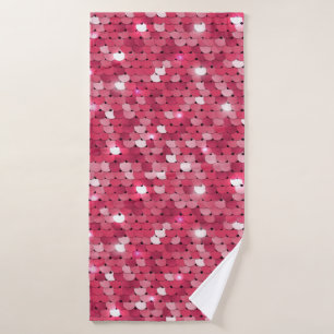Glitter pink sequin pattern bath towel