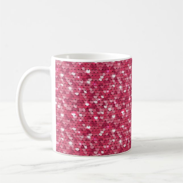 Glitter pink sequin pattern coffee mug (Left)