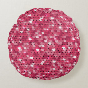 Glitter pink sequin pattern round pillow