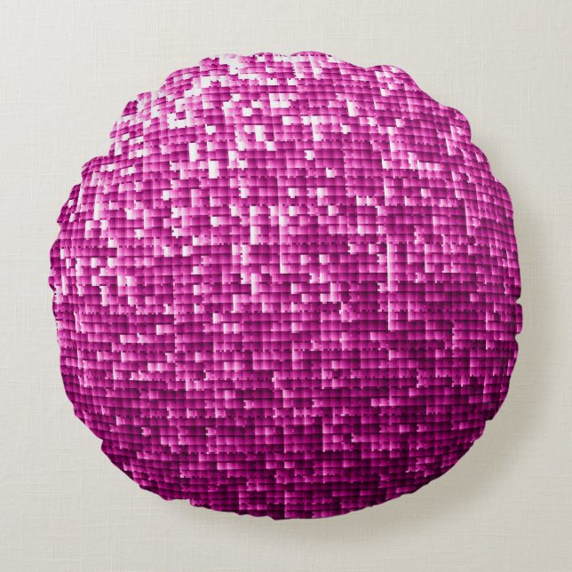 Glitter pink sequins round pillow (Front)