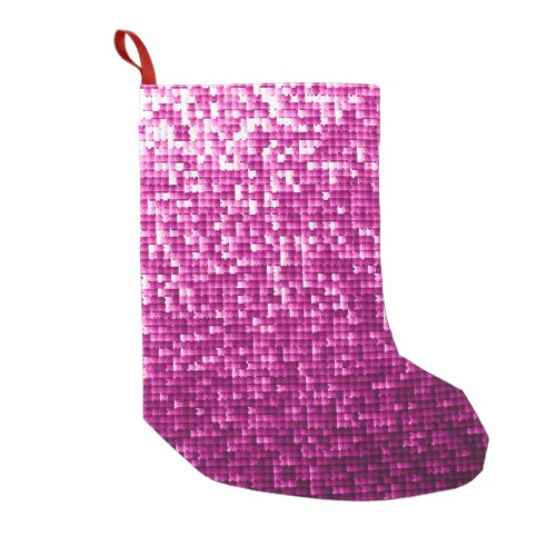 Glitter pink sequins small christmas stocking