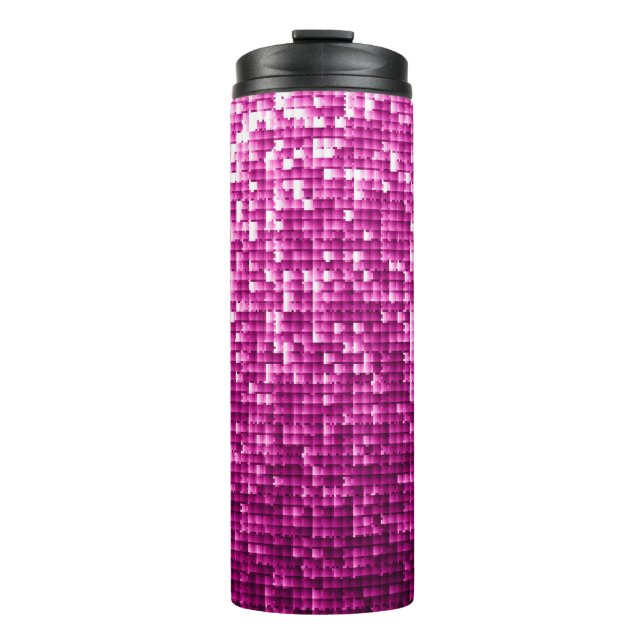 Glitter pink sequins thermal tumbler (Front)