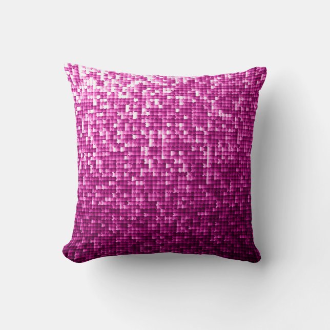 Glitter pink sequins throw pillow (Front)