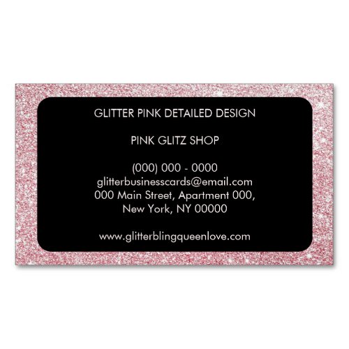 Glitter Pink Simple Feminine Girly Business Card Magnet