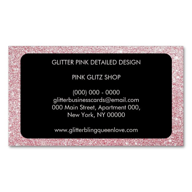 Glitter Pink Simple Feminine Girly Business Card Magnet