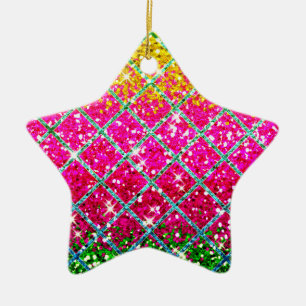 Glitter Pink Snakeskin Ceramic Ornament