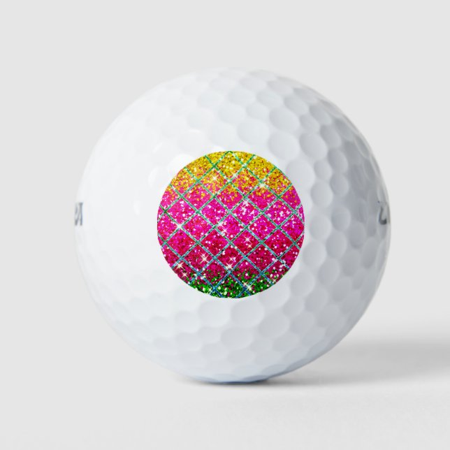 Glitter Pink Snakeskin Golf Balls (Front)