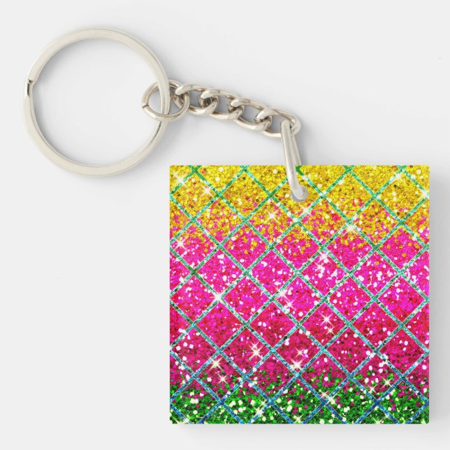 Glitter Pink Snakeskin Keychain (Front)