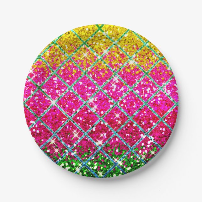 Glitter Pink Snakeskin Paper Plates (Front)