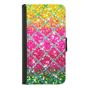 Glitter Pink Snakeskin Wallet Phone Case For Samsung Galaxy S5