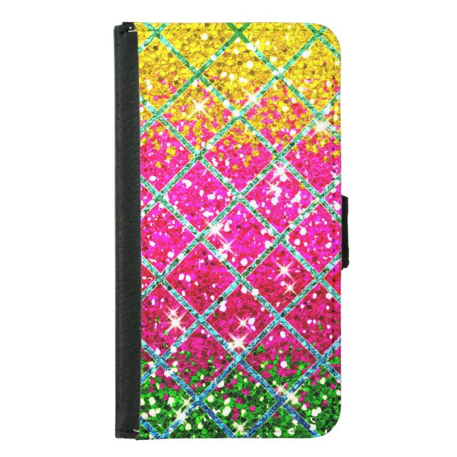 Glitter Pink Snakeskin Samsung Galaxy Wallet Case (Front)