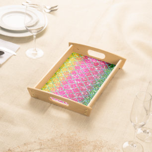 Glitter Pink Snakeskin Serving Tray