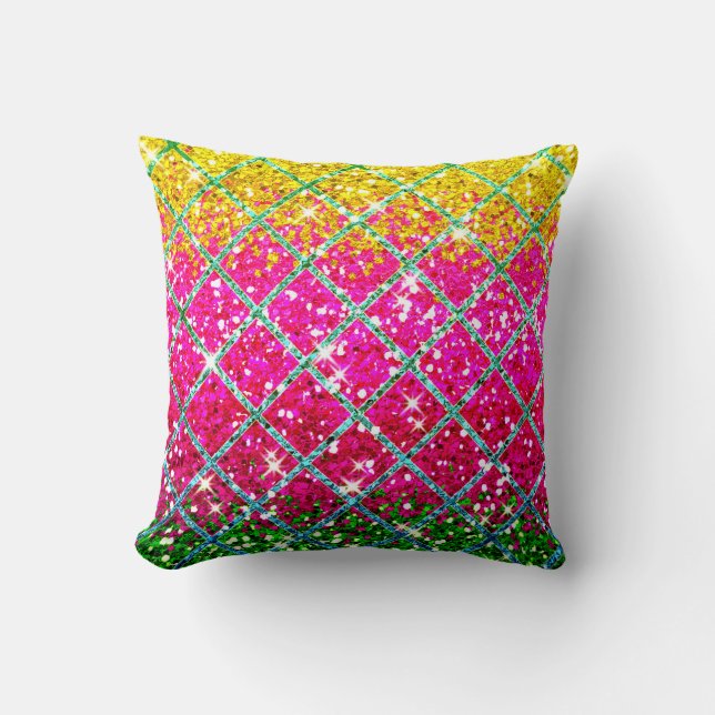 Glitter Pink Snakeskin Throw Pillow (Front)