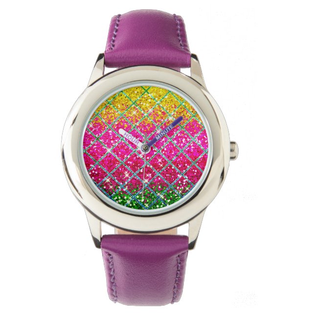 Glitter Pink Snakeskin Watch (Front)