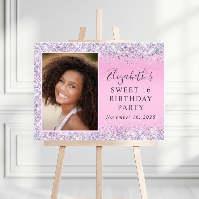 Glitter Pink Sweet 16 Birthday Party Foam Board (Creator Uploaded)