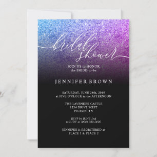 Glitter Pink Teal Bridal Shower Signature Invitation