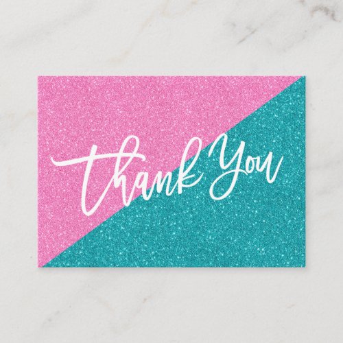 Glitter Pink Teal CHIC Thank you for your purchase Enclosure Card