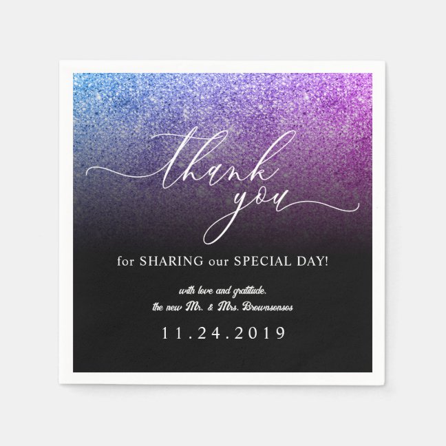 Glitter Pink TEAL Minimalist Decor Wedding Napkins