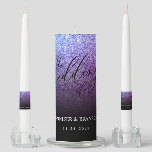 Glitter Pink Teal SPARKle Wedding Classic Unity Candle Set