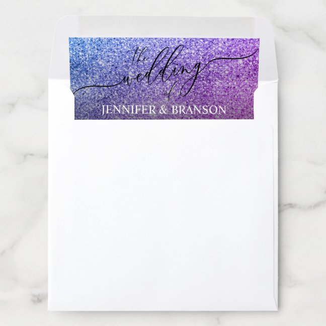 Glitter Pink Teal SPARKle Wedding Simple Envelope Liner