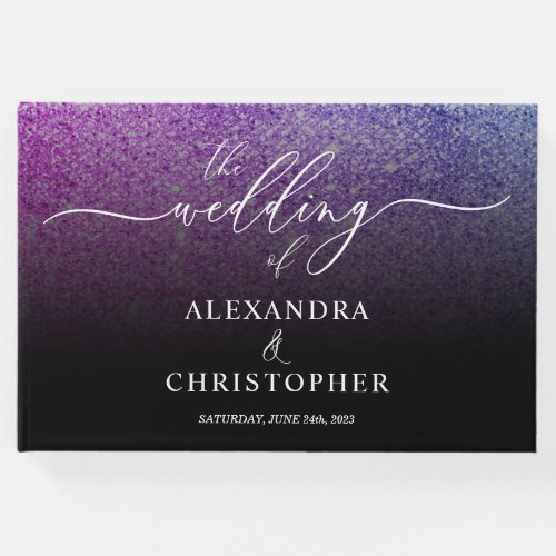 Glitter Pink Teal SPARKling Wedding Calligraphy Guest Book