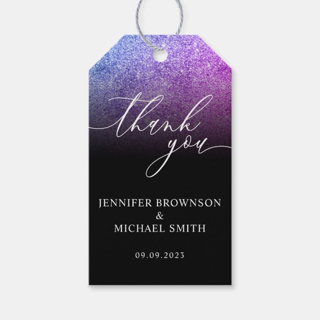 Glitter Pink Teal Thank You Gift Tags