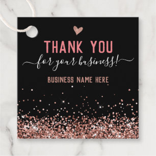 Glitter Pink Thank You Business Favor Tags