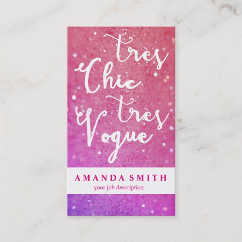 Glitter Pink Tres Chic Fashion Boutique Model Business Card