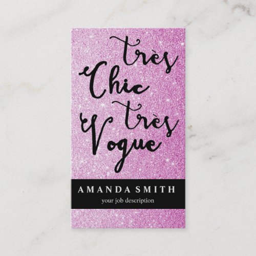 Glitter Pink Tres Chic Fashion Boutique Model Business Card