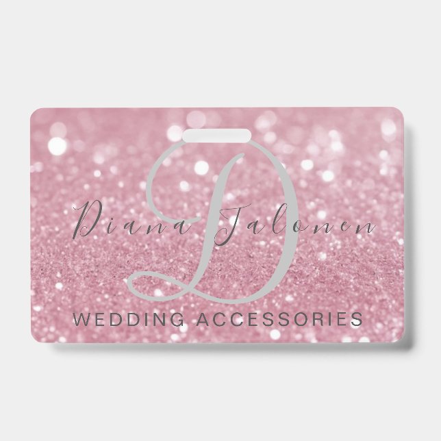 Glitter Pink WEDDING ACCESSORIES Badge (Front)