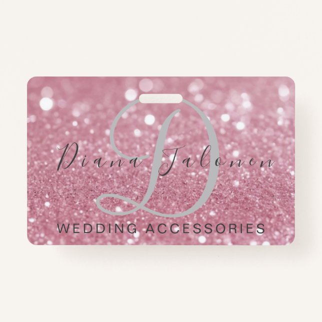 Glitter Pink WEDDING ACCESSORIES Badge (Front)