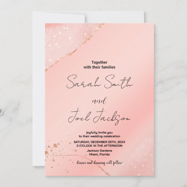Glitter Pink Wedding Invitations (Front)