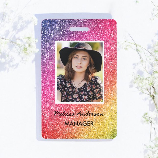 Glitter Pink Yellow Gold Salon Photo Badge (Creator Uploaded)