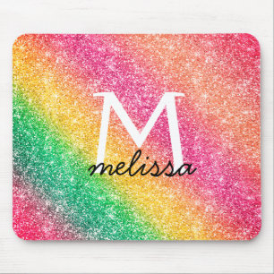 Glitter Pink Yellow Gold Sparkle Gradient Mouse Pad
