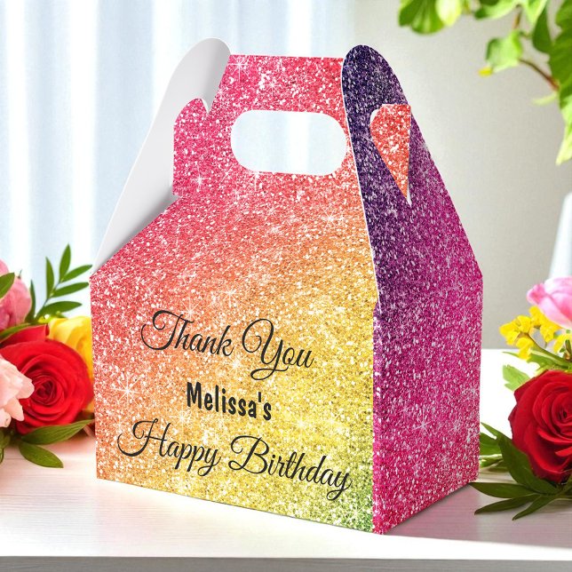 Glitter Pink Yellow Gold Thank You Favor Boxes (Creator Uploaded)