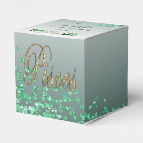 Glitter Pisces  Green Glitter Birthday Favor Boxes