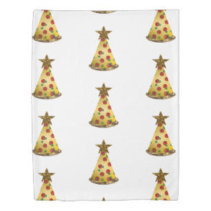 glitter pizza christmas tree duvet cover