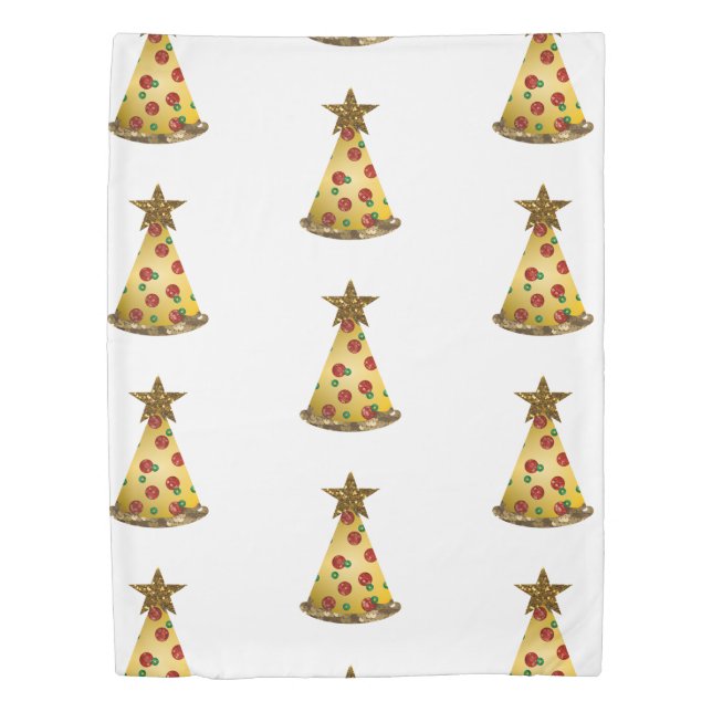 glitter pizza christmas tree duvet cover (Front)