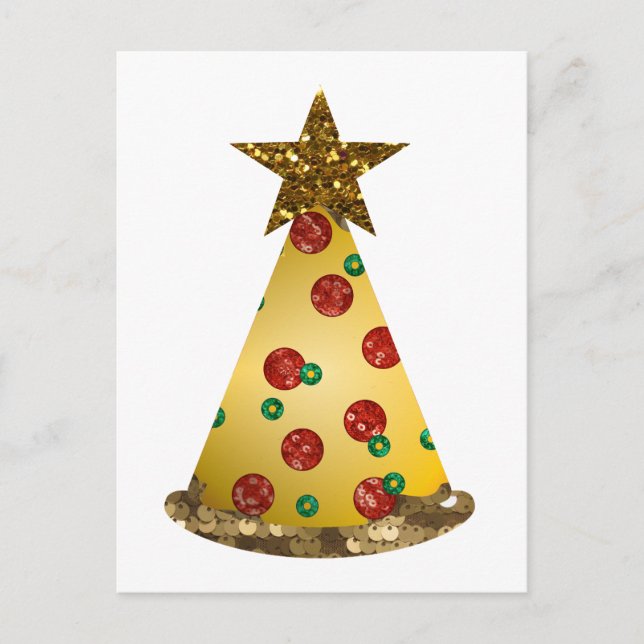 glitter pizza christmas tree holiday postcard (Front)