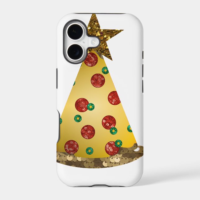 glitter pizza christmas tree iphone case (Back)