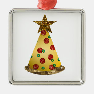 glitter pizza christmas tree metal ornament