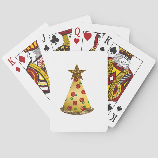 glitter pizza christmas tree poker cards (Back)
