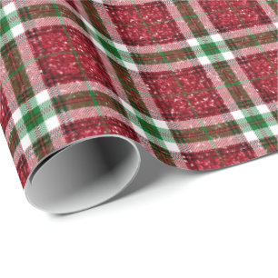 Glitter Plaid Christmas Wrapping Paper