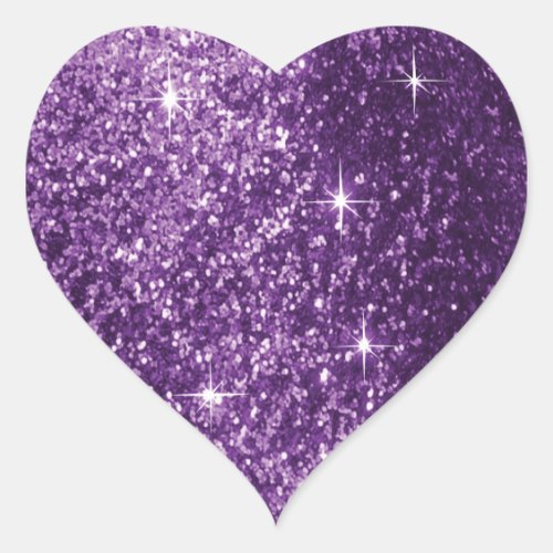 Glitter Plum Purple Heart Sticker