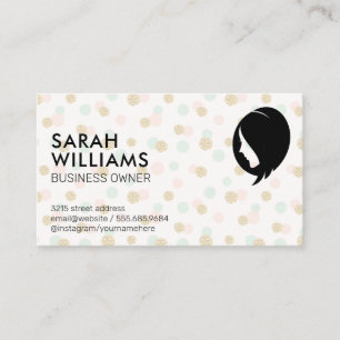 Glitter Polka Dot Pattern Womens Beauty Business Card