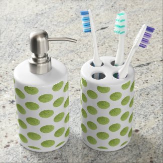 Glitter polka dots pattern, light green, lemon bath set