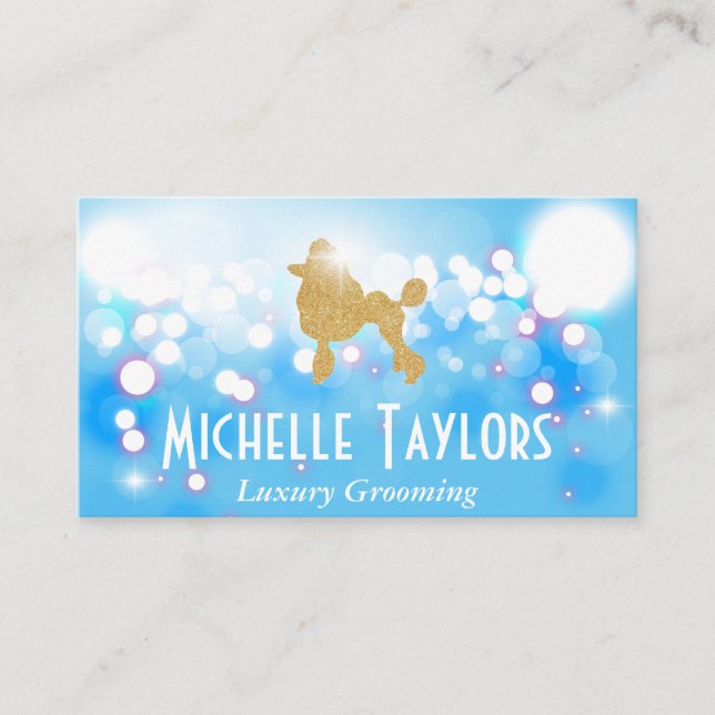 Glitter Poodle | Bokeh Glow Shimmer Business Card (Front)