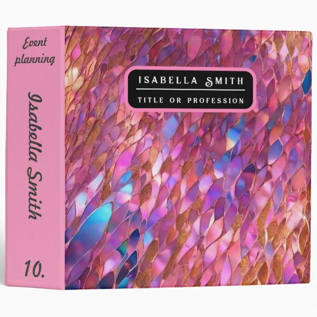 Glitter Popular Opal Holographic Collection 3 Ring Binder (Front/Spine)