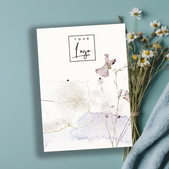 Glitter Pressed Flowers Necklace Earring Logo Business Card (Creator Uploaded)